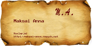 Maksai Anna névjegykártya